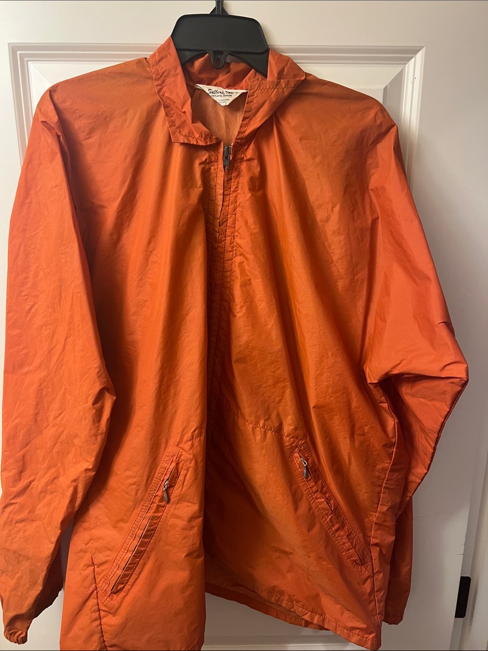 Vintage Sellers Inc Portland Oregon Orange Rain Jacket Windbreaker XL
